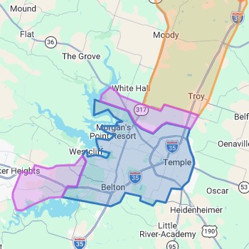 Purr-fect Paw service area map for Temple and Belton Texas